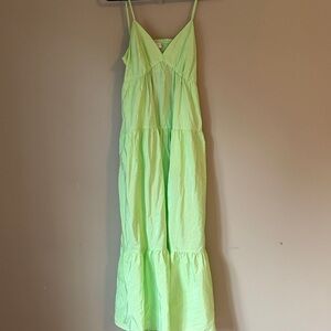 a new day Bright Lime Green Smocked Bodice Dress